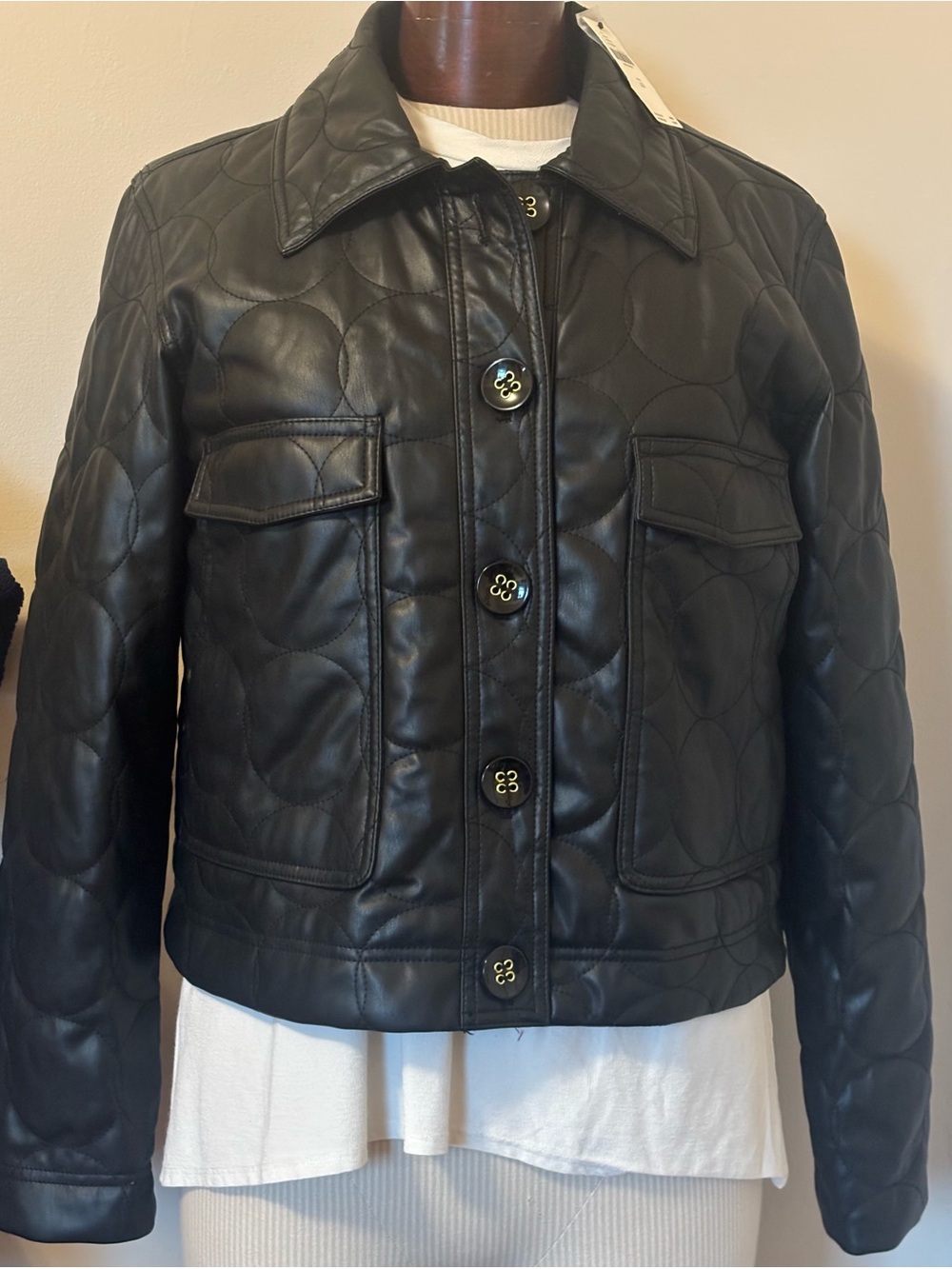 NWT Anthropologie Maeve Black Quilted Faux Leather Jacket
12 (L)